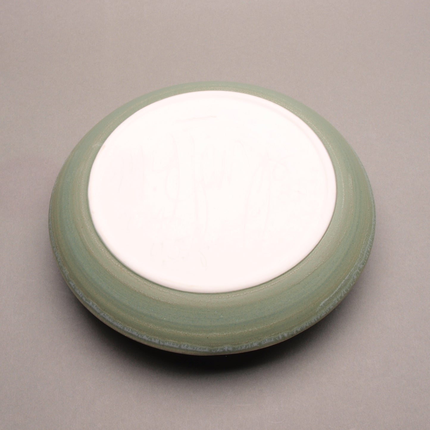 Personal Sized Handcrafted Ceramic Chip and Dip, Light Blue & Sage Green with Turtle & Geometric Pattern, Glazed Pottery Dinnerware, Modern Design