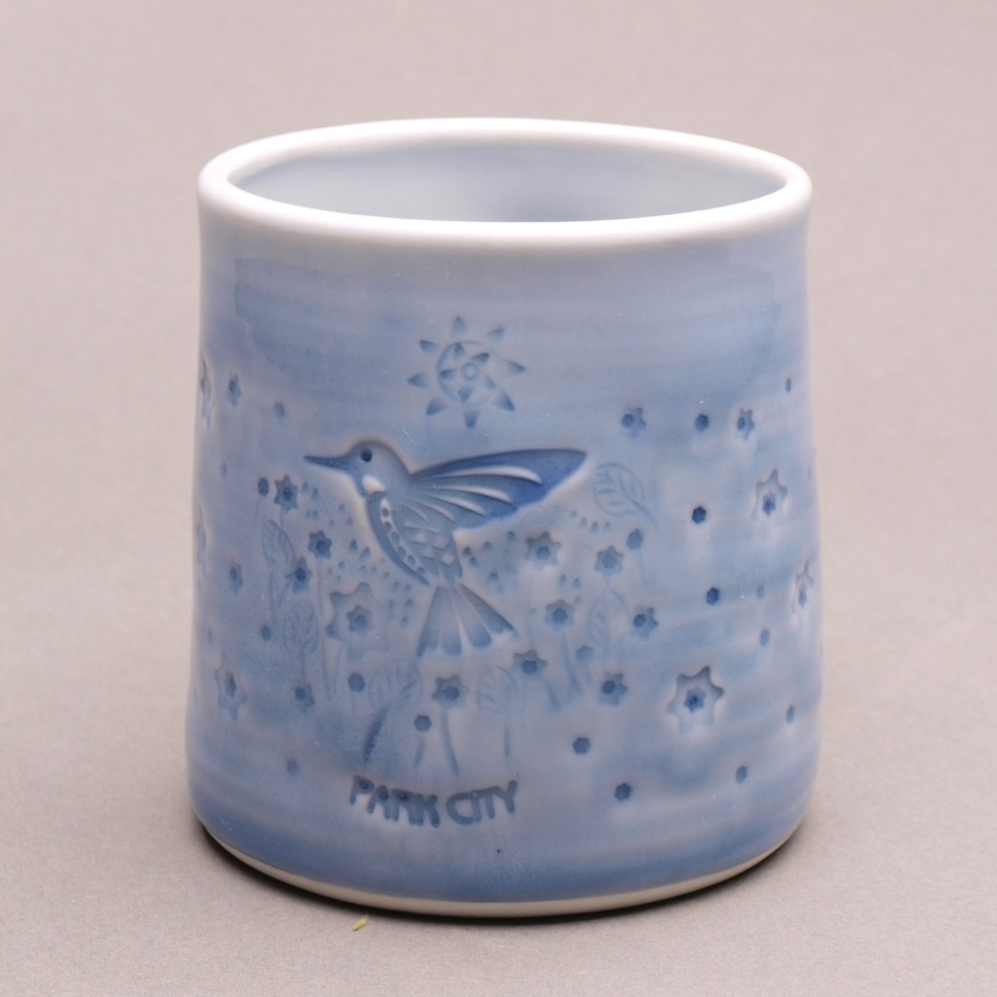 Handcrafted 'PARK CITY' Souvenir Mug with hummingbird by Mike Hays: Artistry, Comfort, and Durability