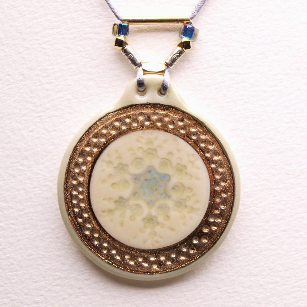 Elegant Snowflake Pendant Necklace with Gold Luster - Winter Chic type #1 1.75" Dia.