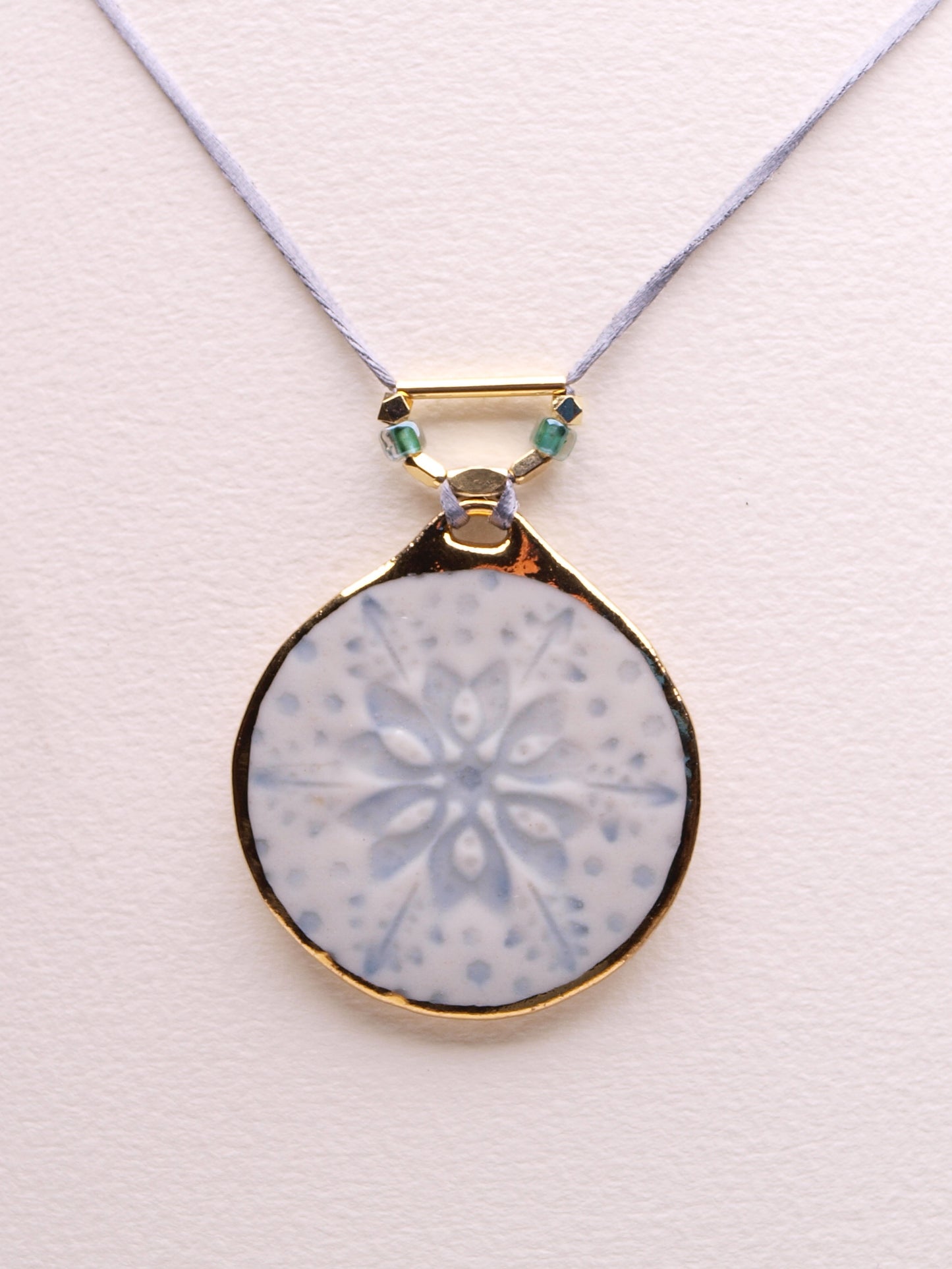 Elegant Snowflake Pendant Necklace with 24k Gold Luster - Winter Charm and Chic type #4 1.8" dia.