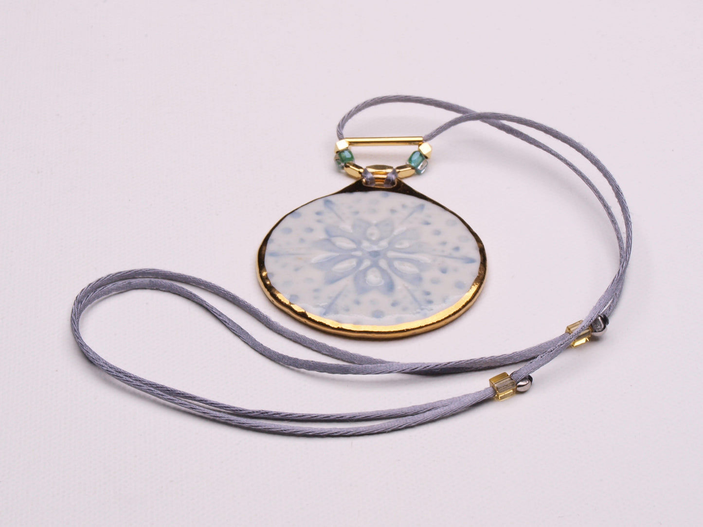 Elegant Snowflake Pendant Necklace with 24k Gold Luster - Winter Charm and Chic type #4 1.8" dia.