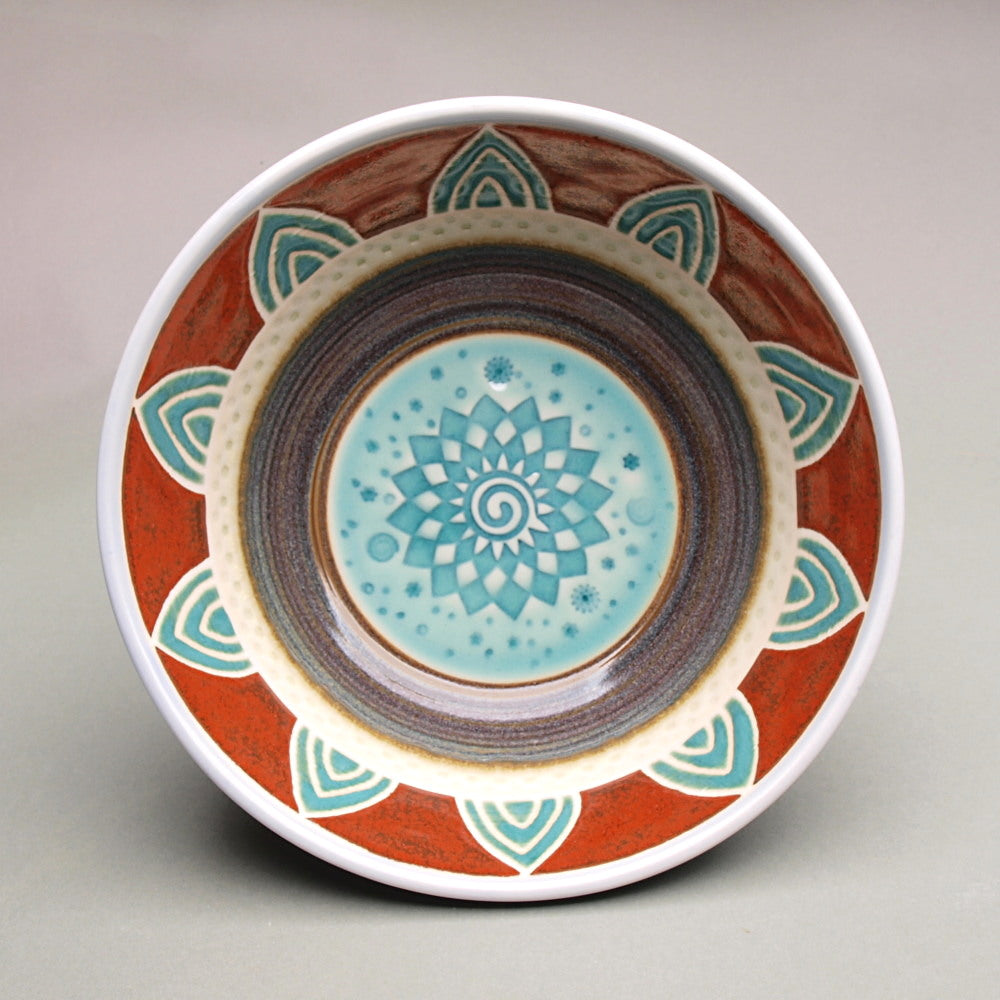 Elegant Porcelain Bowl with a pinwheel and stars imprint – Handcrafted Artistry