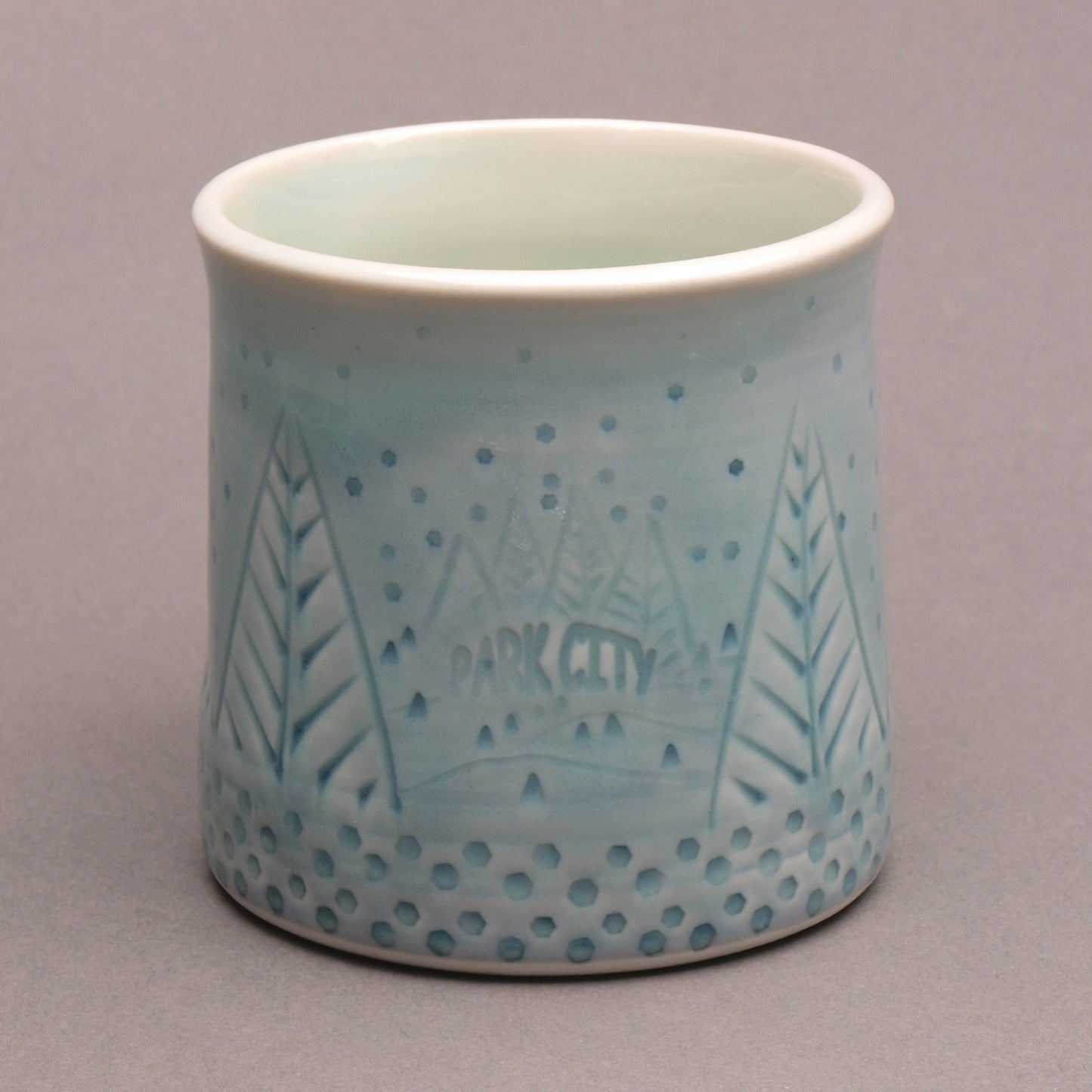 Handcrafted 'PARK CITY' Souvenir Mug with pinetrees by Mike Hays: Artistry, Comfort, and Durability