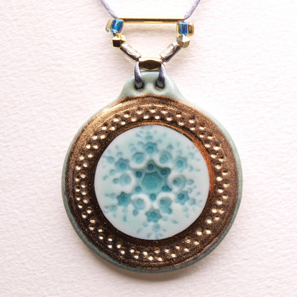 Elegant Snowflake Pendant Necklace with Gold Luster - Winter Chic type #1 1.75" Dia.