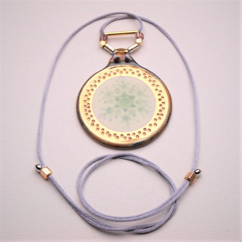 Elegant Snowflake Pendant Necklace with Gold Luster - Winter Chic type #1 1.75" Dia.