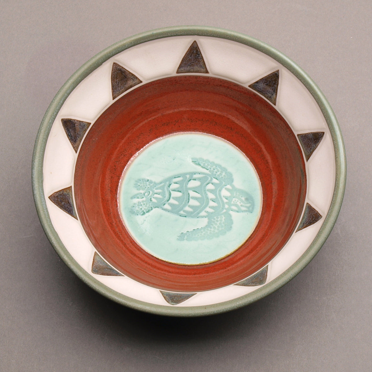 Keramik Porzellan Töpferwaren Handgemachte Meeresschildkröten-Schale, Keramik im Southwestern-Stil – West Art Pottery