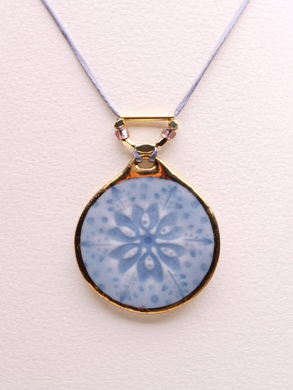 Elegant Snowflake Pendant Necklace with 24k Gold Luster - Winter Charm and Chic type #4 1.8" dia.