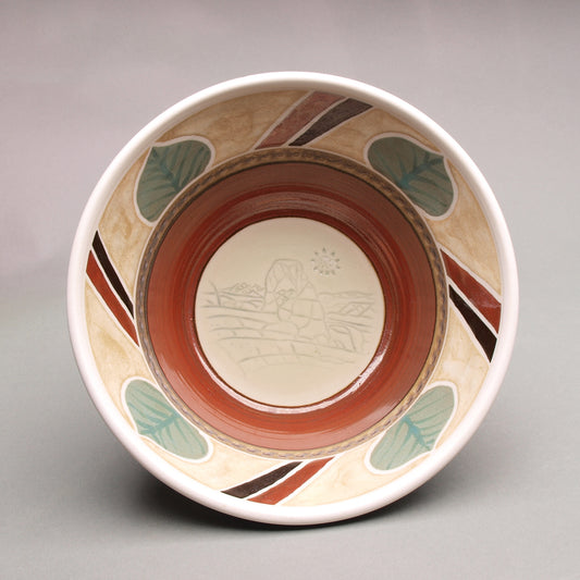 Porzellan-Keramikschale mit zartem Bogenaufdruck, 24,1 cm Durchmesser, 10,2 cm hoch 
